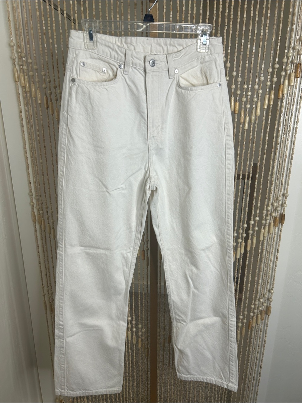 Weekday Rowe Extra High Cream Straight-Leg Jeans